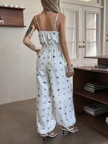 Livesso 女士休闲印花连体裤 - 米色 - 查看 6