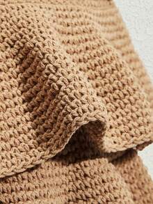 SHECARRY 时尚荷叶边单肩包，驼色编织手提包 - 駝色 - 查看 4