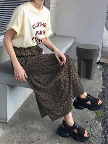 FRIFUL 女士直筒灯芯绒开衩裙 - 棕色 - 查看 3