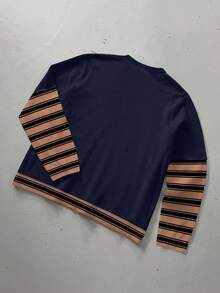 ROMWE MEN Street Life Camiseta de manga larga con cuello redondo informal para hombre - Multicolor - Ver 2