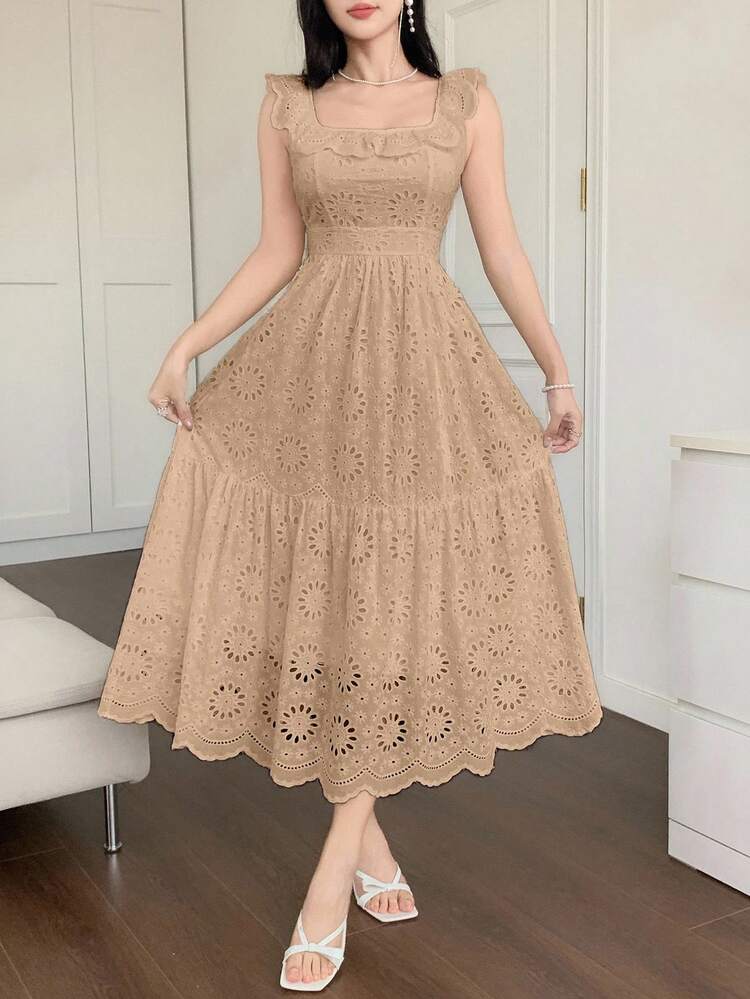 tan lace dress Nude Midi S baby shower dress or dress for maternity pictures. DAZY French Lace Embroidery White