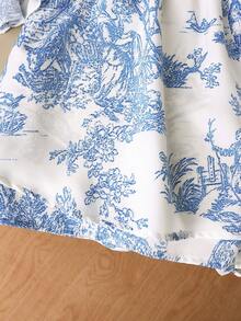 GlowEve Elegant Casual Printed Top And Pants 2 Pieces Set - Blue - View 5