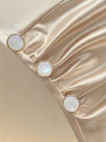 Franclia 女士新款V领裹身褶皱腰身中长连衣裙 - 香檳色 - 查看 3