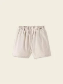Casuvi Kids 少女都市休闲修身短裤，美式复古印花设计，适合度假、运动、户外、旅行、日常穿着，夏季新品 - 杏色 - 查看 2