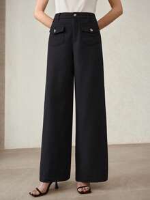 MOTF PREMIUM WOMEN RELAXED FIT STRAIGHT LEG CASUAL PANTS - Royal Blue - View 6