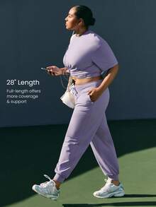 GLOWMODE Celana Jogger Ukuran Besar, Kilau Sepanjang Hari, Sejuk, Cepat Kering, Perlindungan Matahari, Tali Serut Pinggang yang Dapat Diatur, Saku Samping, Potongan Longgar, Cocok untuk Lari, Olahraga, dan Gym. - Lilac Dream - View 3