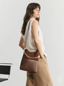 SHECARRY 女士手提包棕色水桶包 - 棕色 - 查看 8