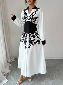 Modelyn Women's White Waist Cinched Shirt Collar Design Dress Latest Dress Style For Women - White - View 7