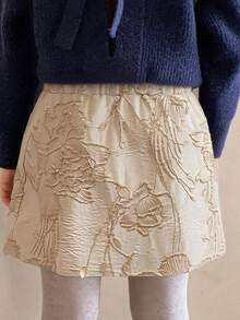 DAZY Young Girl Floral Jacquard Elastic Waist Fashionable Skirt - Apricot - View 2