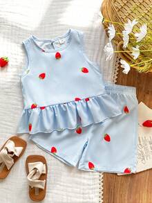 Souflis Souflis Bộ đồ hai mảnh cho bé gái gồm áo tank top cổ tròn không tay màu trơn và quần short rộng màu trơn, bộ đồ hai mảnh mùa hè cho bé gái, bộ đồ hai mảnh in hình dâu tây, quần áo mùa hè cho bé gái, bộ đồ dâu tây cho trẻ em, bộ đồ hai mảnh mùa hè cho trẻ em, bộ đồ dâu tây cho trẻ em, bộ đồ hai mảnh phong cách preppy mùa hè, bộ đồ bohemian mùa hè đồng bộ, bộ quần short dâu tây, bộ đồ đồng bộ cho trẻ em, bộ đồ phối hợp mùa hè cho bé gái, bộ đồ dâu tây hai mảnh cho trẻ em, quần áo mùa hè cho bé gái. - Màu xanh lam - Xem 11