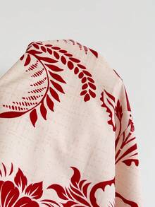 Soleia Vestido camisero mini con estampado de palmeras y plantas tropicales para mujer - Multicolor - Ver 6