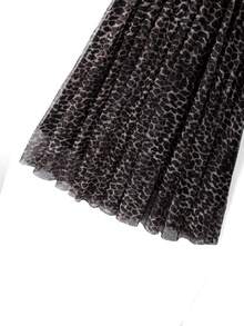 GlowEve CURVE 加大码女式网纱豹纹数码印花弹力腰双层网纱3D豹纹设计优雅约会晚礼服，秋季豹纹印花 - 彩色 - 查看 5