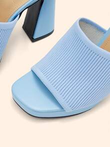 CUCCOO BASICS 女士方头厚底舒适时尚高跟凉鞋，圣诞节必备 - 淺藍色 - 查看 8