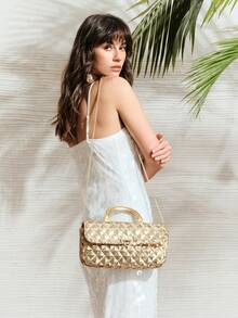 SHECARRY Women's Fashionable Elegant Party Sequin Handbag Shoulder Bag - Gold - View 4