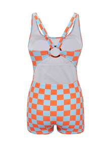 Swim SPRTY Áo tắm liền thân hai tông màu kẻ caro mới dành cho nữ, lưng điều chỉnh được, kiểu dáng thể thao thời trang, hở lưng, giúp thon gọn vóc dáng, thích hợp cho kỳ nghỉ biển. - Nhiều màu - Xem 7