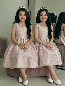 SHEIN 少女爱心印花无袖吊带连衣裙 - 白色 - 查看 3