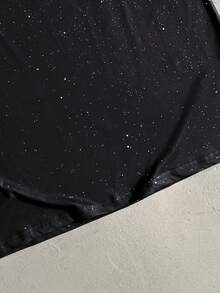 StoneGrade Back To School Clothes Boys Men Men's Iron-On T-Shirt With Shiny Lettering Print And Glitter Details. Black Crew Neck Shirt Men's Black Foil Round Neck Casual Short Sleeve T-Shirt For Summer - Black - View 7