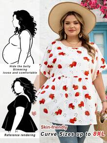 SHEIN CURVE+ Curve 加大码 US22 音乐节、海滨度假、波西米亚风 CURVE PLUS // 夏季波西米亚风撞色印花衬衫 - 白色 - 查看 10