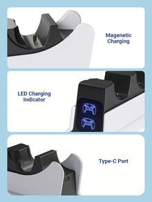 Teckwe Đế sạc cho tay cầm chơi game, đế sạc tích hợp chip bảo vệ và đèn LED báo hiệu, sạc nhanh 2,5 giờ, phụ kiện sạc hiệu suất cao, nâng cao trải nghiệm chơi game. - Đen và trắng - Xem 4