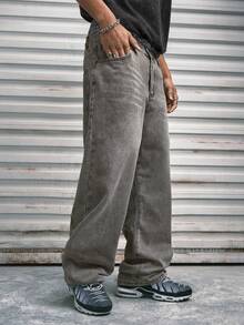 Modcrash 男士街头风宽松浅灰色牛仔裤 - 淺灰色 - 查看 5