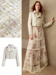 MOTF PREMIUM WOMEN'S SHORT BIKER JACKET, SPRING/SUMMER - Apricot - View 7