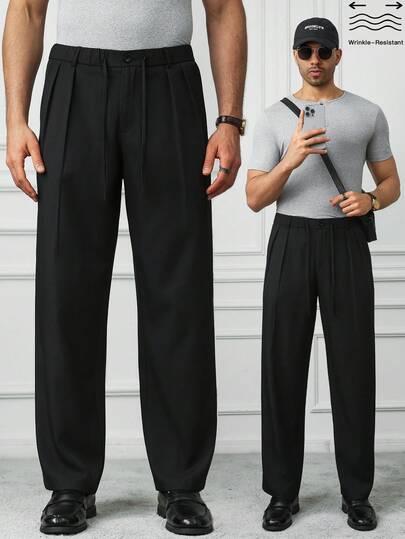 HUEFORM بنطلون رجالي أسود كاجوال عصري بطراز INS، للربيع/الصيف