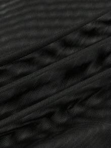 AXEPEAK Men's Fashionable Street Sexy Sheer Mesh Raglan Short Sleeve T-Shirt, Summer - Black - View 5