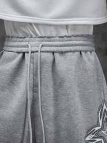 NEON BLANC Men's Graphic Print Drawstring Waist Casual Shorts, Summer - Grey - View 7