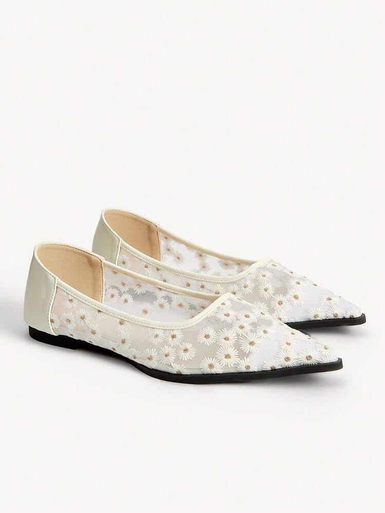 CUCCOO CHICEST Women's Summer Versatile Breathable Mesh Pointed Toe Flat Sandals Elegant Shoes Wedding Shoes