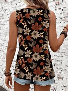 EMERY ROSE Camiseta de tirantes con estampado floral vintage, adecuada para vacaciones, talla grande - Multicolor - Ver 2