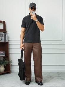 HUEFORM Men's Casual Retro Washed Waffle T-Shirt, Summer - Black - View 4