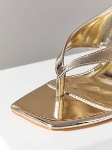 SHUZIA Women's Comfortable, Thong Wedge Sandals - Gold - View 6