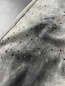 ROMWE MEN Grunge Punk Men's Casual Everyday Rhinestone Embellished Loose Fit Slant Pocket Jeans - White - View 7