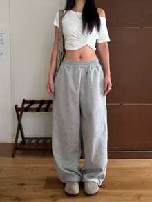 DAZY Camiseta de cuello redondo de manga corta con nudo retorcido, top ajustado y versátil para mujer en verano - Blanco - Ver 5