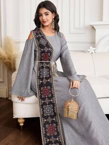 Al Najma Vestido árabe conservador para mujer - Multicolor - Ver 3