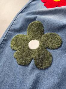 ROMWE MEN Men's Floral Embroidered Pocket Wide Leg Loose Casual Jeans - Blue - View 3