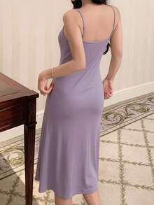 DAZY 无袖蝴蝶结长裙，春夏女士家居服 - 紫色 - 查看 2