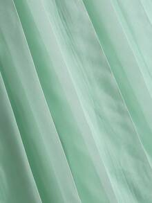SHEIN Vestido de gasa de unicolor de cintura alta y longitud media con mangas de pétalos y ribete de encaje, elegante y minimalista, color verde, adecuado para graduación de adolescentes y bodas - Verde - Ver 8