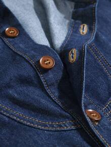 Manfinity Homme Men's Button Half-Placket Long Sleeve Casual Pocket Denim Robe - Blue - View 5