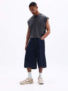 SUMWON Camiseta de tirantes sin mangas de corte ajustado lavada para hombre con estampado de texto rojo en la espalda, estilo vintage, casual de verano - Negro - Ver 3