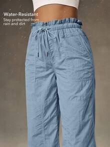 OutZeal Women Outdoor Pants Camping Hiking Water-Resistant Lightweight Drawstring Waist Wide Leg Bottoms - Blue - View 2