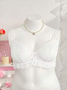 PetitDoll Plus Size Lace Underwire Bra Wedding - White - View 5