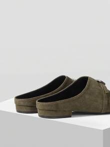 Mnmlis Women's Fashion Versatile Commuter Buckle Flat Shoes For Christmas - Olive Green - View 5