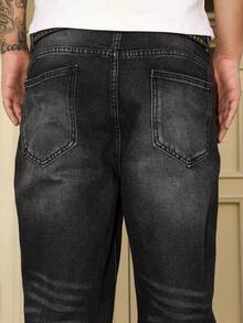 Manfinity Hypemode Quần jeans nam ống rộng màu đen xám bạc, kiểu dáng thường ngày, phù hợp cho mọi mùa. - màu đen - Xem 8