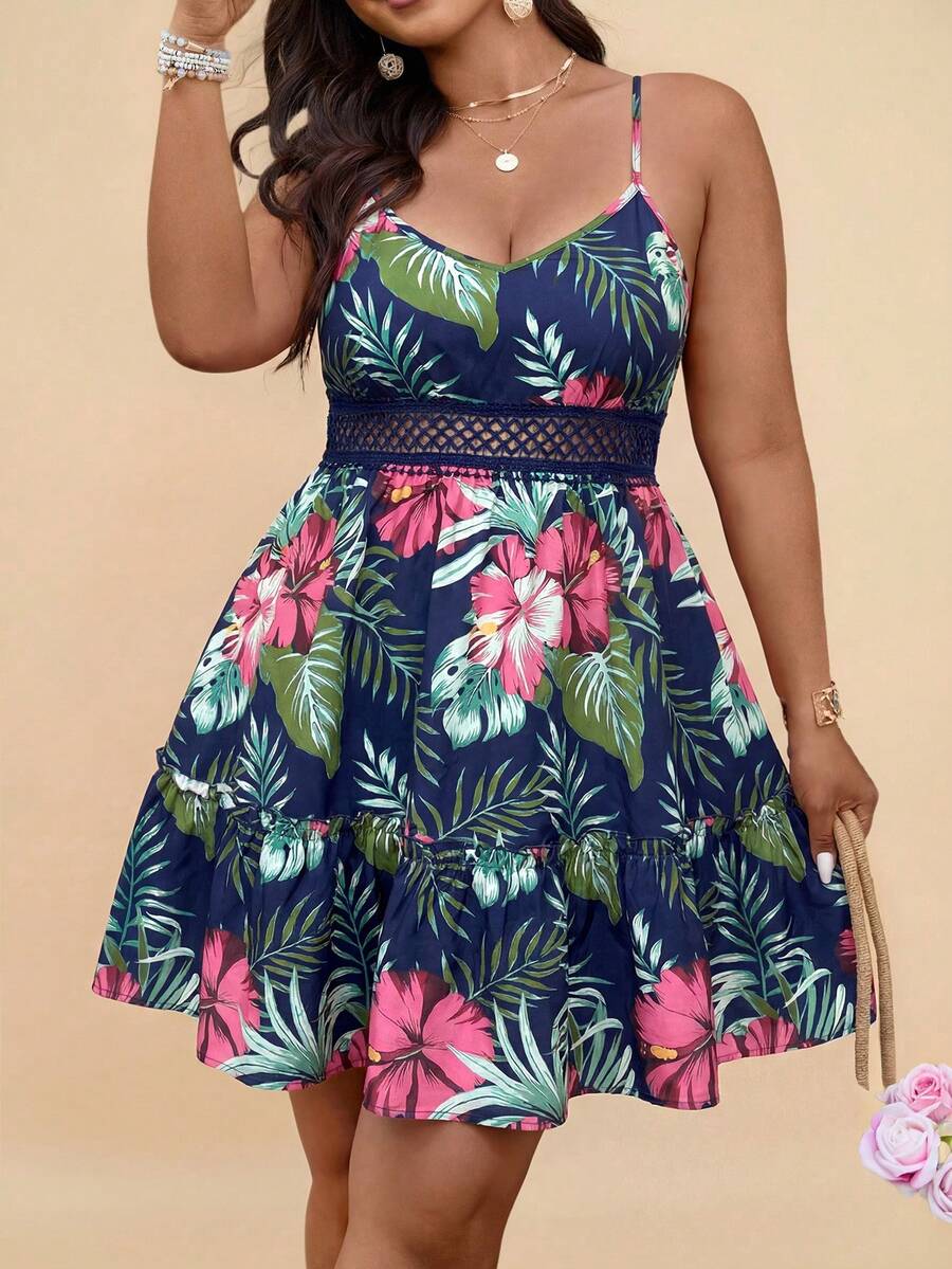 Travachic Plus Size Tropical Print Sleeveless Casual Dress, Summer Dresses - Multicolor - View 1