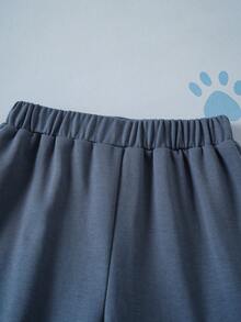 SHEIN | PAW Patrol Young Boy Casual Everyday Commute Cute Cartoon Dog & Letter Print Raglan Sleeve Crew Neck Sweatshirt And Cuffed Sweatpants Set, Autumn/Spring - Blue and White - View 7