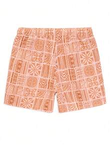 ZELFYO Men's All-Over Print Slant Pocket Drawstring Waist Beach Shorts - Khaki - View 2