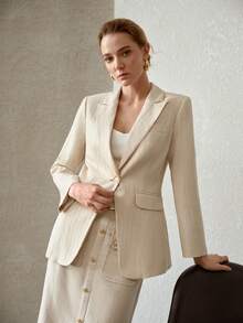 MOTF PREMIUM WOMEN'S ELEGANT TEXTURED BLAZER - Apricot - View 7