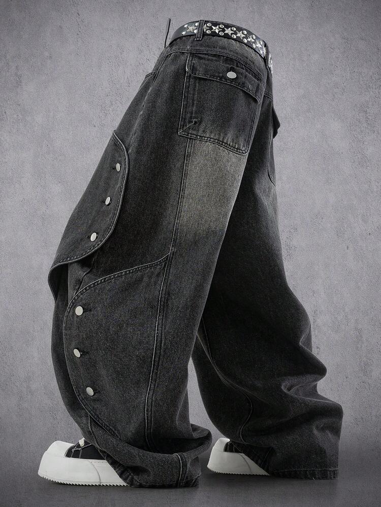 Manfinity Denimwave Men's Casual Street Style Distressed Curved
