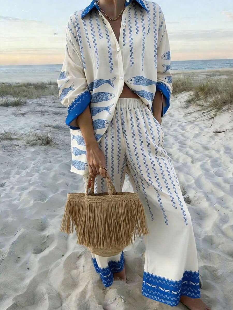 Balvessa Women's Vacation Floral Print Loose 2 Pieces Set - Multicolor - View 1